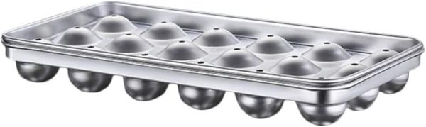 Stainless Steel Ice Mold Reusable Ice Trays Ball Shaped Ice Cube Tray Household Freezer Molds for Food, Juice, Popsicles