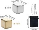 16 PCS Stainless Steel Ice Cubes,Ice Cubes Whiskey Stones,Reusable Whiskey Stones Ice,Whiskey Stainless Steel Metal Ice Cubes,8 Gold 8 Silver,for Whiskey,Wine Chiller,Beer,Vodka,Liqueurs