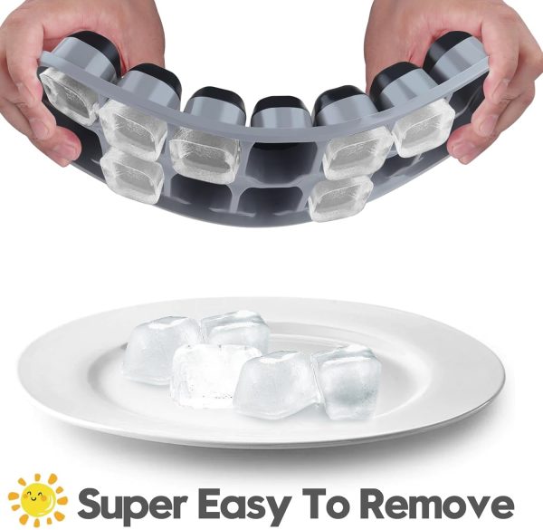 Ice Cube Tray 4 Pack, Easy-Release & Flexible 56 pcs Silicone Ice Cube Trays with Spill-Resistant Removable Lid, Stackable Ice Trays with Covers for Freezer, Cocktail - Image 2