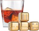 4 Pack Gold Dice Reusable Stainless Steel Metal Ice Cube, Whiskey Bourbon Gifts for Men,Stocking Stuffers,Unique Christmas Birthday Gifts for Dad Him Boyfriend Boss (4)