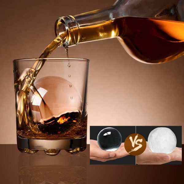 Crystal Clear Ice Ball Maker, 4 Cavity Large Clear Ice Balls Form, 2.5” Round Ice Sphere Trays for Whiskey, Cocktail, Brandy, Bourbon - Image 2