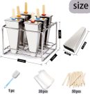 Set of 6 Stainless Steel Popsicle Molds Kit, Metal Popsicle Moulds,Homemade Ice Treat Makerwith 50 Wooden Sticks and 6 Silicone Seals and 20 Pop Bags,Cleaning Brush（Watermelon）