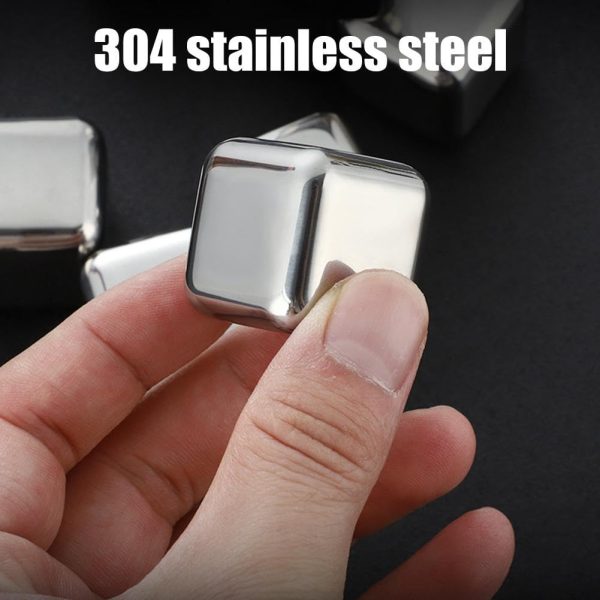 Stainless Steel Ice Cubes, Whiskey Stones, 304 Stainless Steel Ice Cubes, Frozen Ice Granules, Metal Ice Granules, Creative Whiskey, Stainless Steel Tartar, High Cooling Technology (4pcs) - Image 2