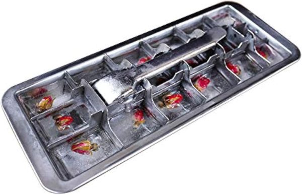 Stainless Steel Ice Cube Maker Tray,Lever Style Ice Cube Mold Quick To Making 18 Ice Cubes