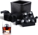 Crystal Clear Ice Ball Maker, 4 Cavity Large Clear Ice Balls Form, 2.5” Round Ice Sphere Trays for Whiskey, Cocktail, Brandy, Bourbon