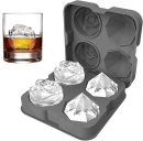 Ice Cube Tray,  2.5inch Ice Cube Molds, 2 Cavity Silicone Rose & 2 Diamond Ice Ball Maker, Easy Release Large Ice Cube Form for Chilling Cocktails, Whiskey, Bourbon & Homemade Juice (Gray)