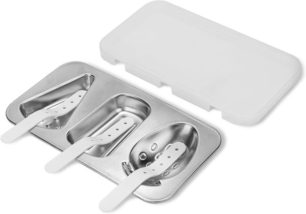 Stainless Steel Popsicle Molds for Kids, Homemade Ice Cream Molds Set, Reusable Ice Pop Maker with Lid and Sticks