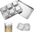 Stainless Steel Ice Cube Trays, Ice Cube Container with Lid, Leak-Free Square Ice Molds (Silver)