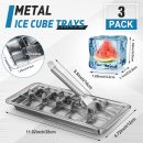 3 Pack Stainless Steel Ice Cube Maker and Tray 18 Slot Ice Cube Tray for Bars Kitchens Levers Remove Cubes Easy Removal Metal Ice Food Grade Freezer Molds for Food Juice Dishwasher Safe