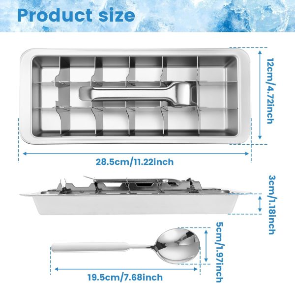Stainless Steel Ice Cube Tray Vintage 11" Inspired Easy to Release Ice Lattice Mould with 18 Slots and Release Handle Easy to Clean for Freezer - Image 2