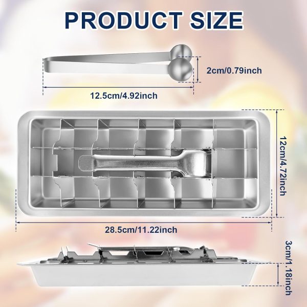 Stainless Steel Ice Cube Tray for Freezer, 18 Slot Square Ice Cube Molds, Easy Release Metal Handle Ice Tray with Removable Slots for Kitchen Bar Making Various Ice Cubes and Frozen Foods (1) - Image 2