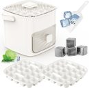 Ice Cube Tray with Lid and Bin, 2 Packs Ice Cube Trays for Freezer with 4 Pcs Stainless Steel Ice Cube, Easy Release Ice Tray for Drinks, Whiskey, Cocktail, Coffee