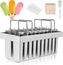 Commercial Popsicle Molds 20PCS Round Heads without Slot Stainless Steel Popsicle Molds Metal Ice Cream Popsicle Mold with Lid, Single Cup Capacity 108ml