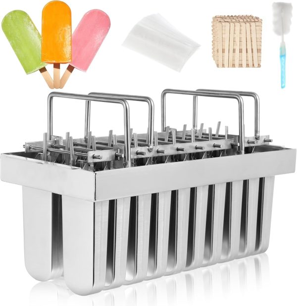 Commercial Popsicle Molds 20PCS Round Heads without Slot Stainless Steel Popsicle Molds Metal Ice Cream Popsicle Mold with Lid, Single Cup Capacity 108ml