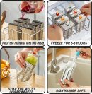 Set of 6 Stainless Steel Popsicle Molds Kit, Metal Popsicle Moulds,Homemade Ice Treat Makerwith 50 Wooden Sticks and 6 Silicone Seals and 20 Pop Bags,Cleaning Brush