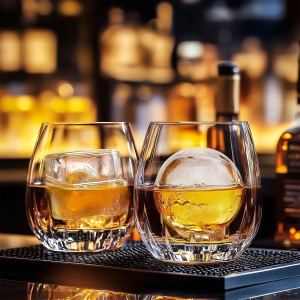 Whiskey Cocktail Ice Mold, Easy Fill and Release Silicone Round Ice Ball Maker Mold Large Square Ice Cube Tray with Lid - 6 Ice Balls + 6 Ice Cubes Black - Image 2