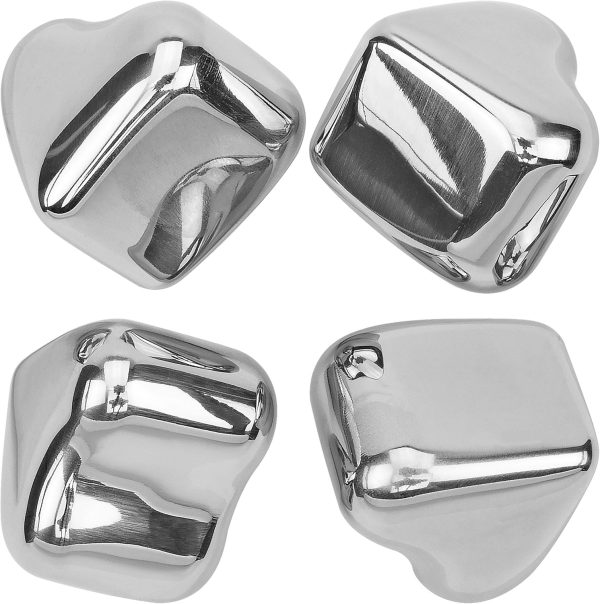 Heart Shape Stainless Steel Chilling Ice Cubes Reusable For Whiskey Wine Beverage Set of 4