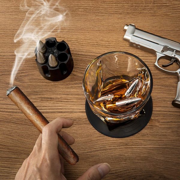 Whiskey Bullet Stones, Stainless Steel Whisky Rocks, Reusable ice cube Metal Ice, Gifts for Men Dad, Christmas Stocking Stuffer, Whiskey Stones Rocks Bullet Shaped Ice Cubes (Standard Packing) - Image 2